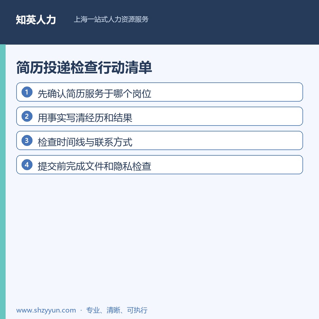 简历投递检查步骤信息图|知英人力