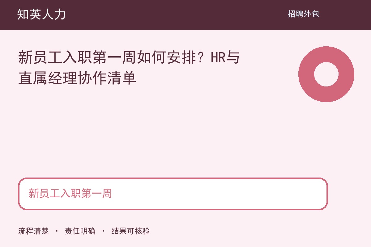 知英人力新员工入职第一周主题图：范围、责任与结果核对