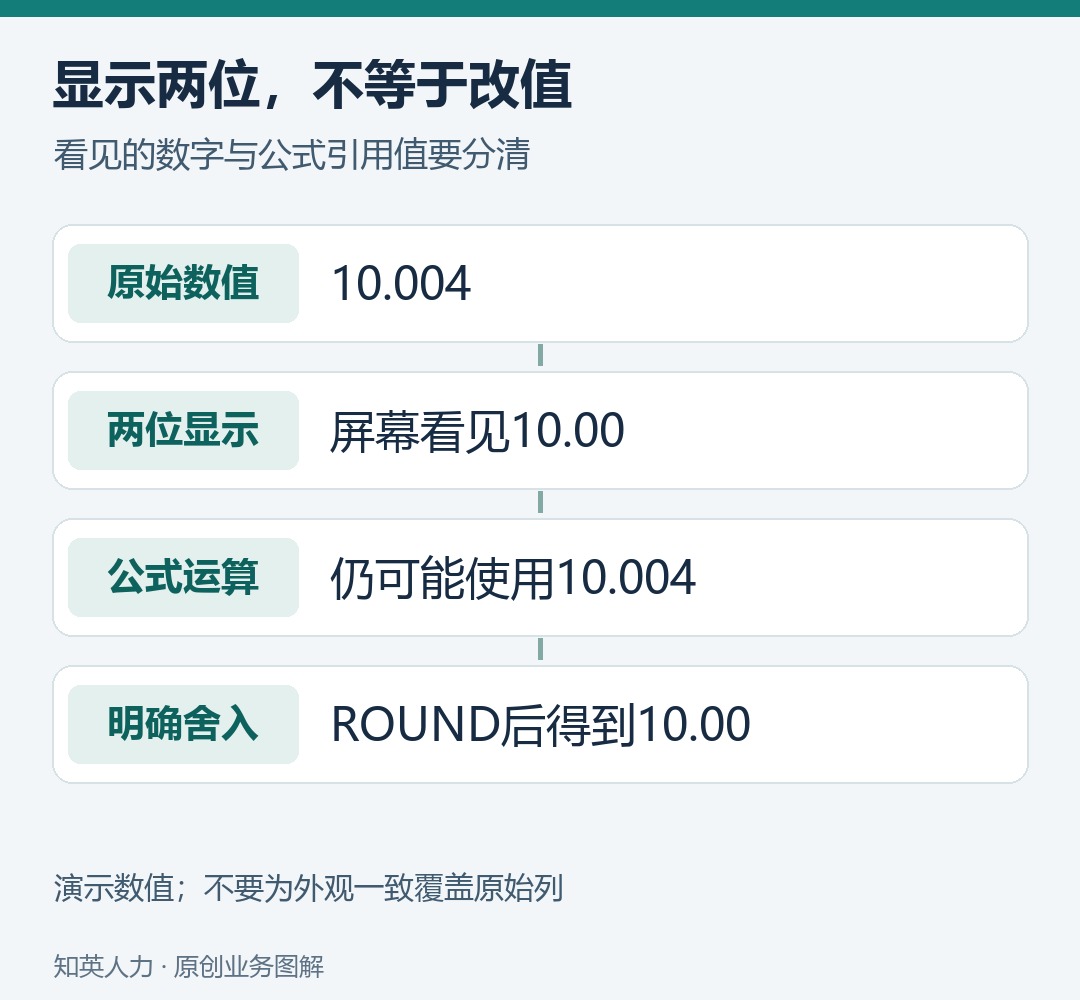 10.004显示为10.00后,公式仍可能引用原始值