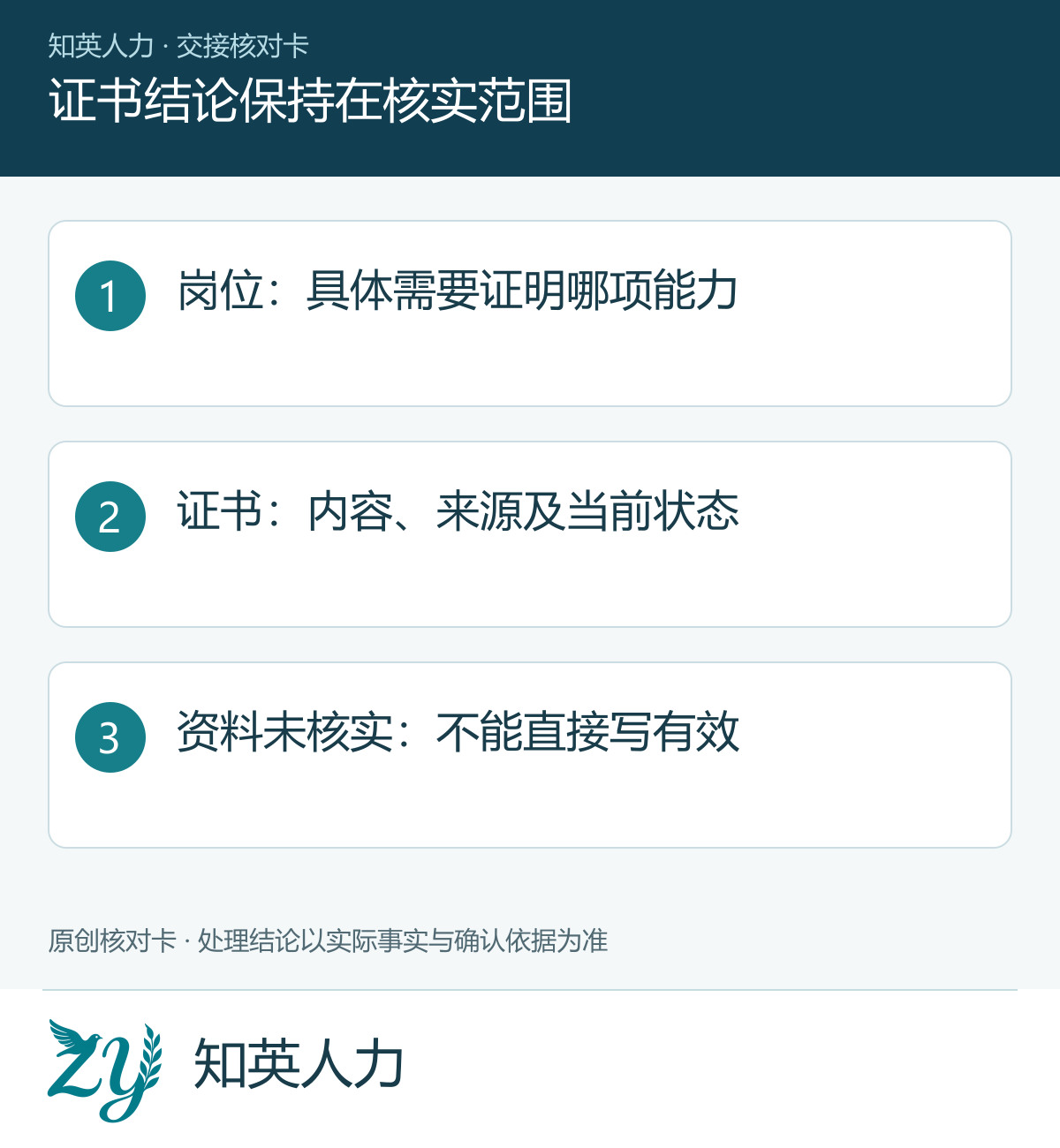 证书结论保持在核实范围